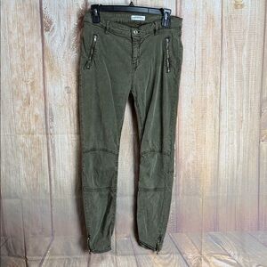 💵Zara Woman Olive Green Slim Moto Zip Pocket Pants Size 8